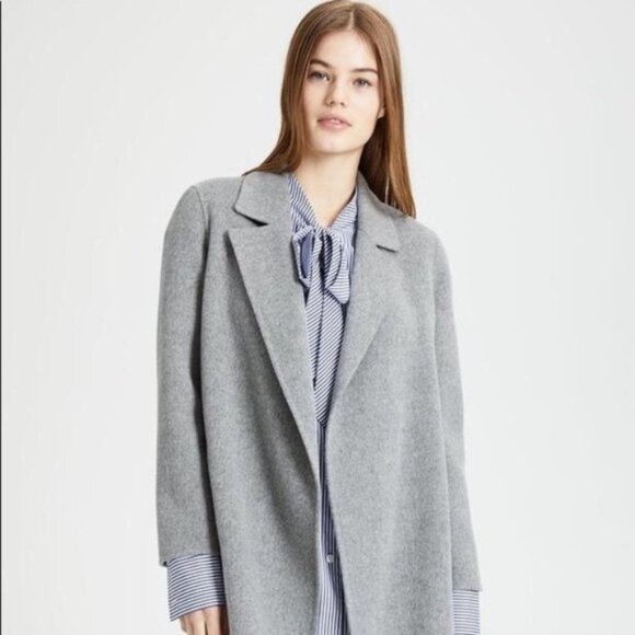 Theory Sileena Wool Cashmere Buffalo Plaid Open Coat Size Small - Picture 8 of 10